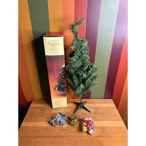 Vintage Christmas mini tree Alderbrook ornaments bulbs lights plastic